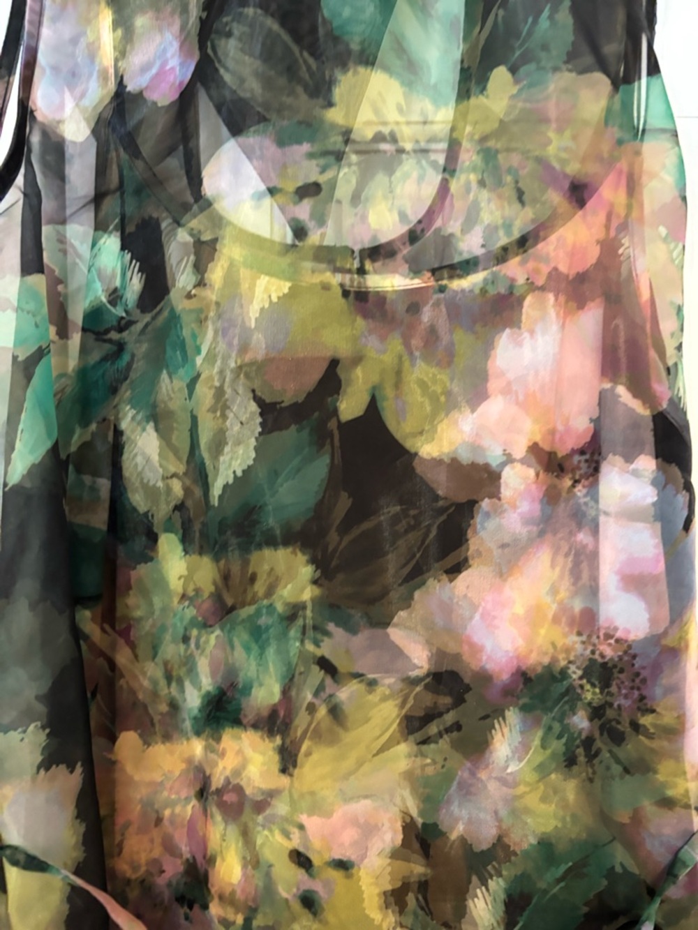 julia jordan Black Sheer Floral Maxi Dress with Green and Pink Accents - Picture 7 of 10